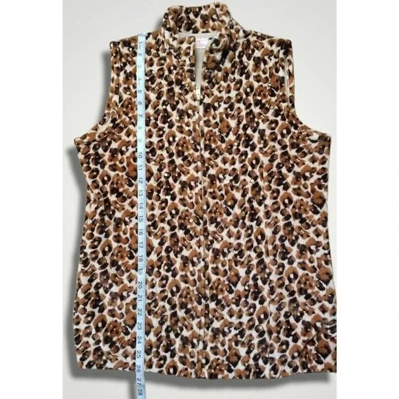Quacker Factory Leopard Print Sequined Full Zip Vest Size S - Picture 7 of 8